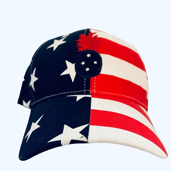 American Flag Baseball Cap w/ Pineapple Patch - Picture 1 of 5